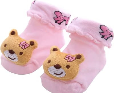 Super schattige babysokken - Baby Sokken - New born sokken - Kraamcadeau voor Jongen of Meisje - Babyshower Cadeau - Kraammand - Beertjes - Roze