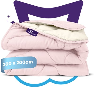 Slaapspeciaal Zomerdekbed - eazydekbed ® Series Roze/Creme - Dekbed zonder overtrek | 200x200 cm - Hoesloos dekbed - Bedrukt dekbed zonder overtrek - Dekbed in kleur - Gekleurd dekbed - Tweepersoons Dekbed