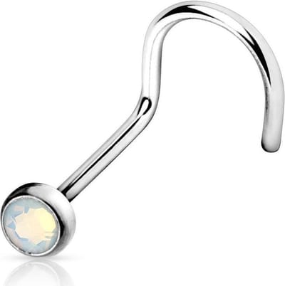 Neuspiercing U-bocht Opal Press Fit 0.8x6x2 - Wit - LMPiercings