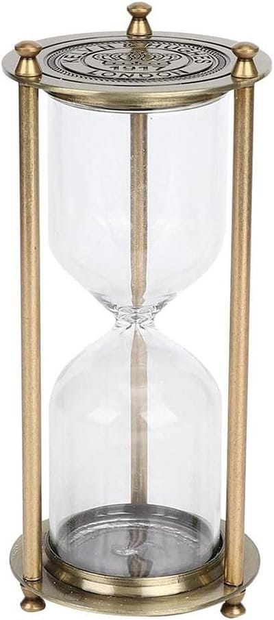 Zandloper Timer - Zandloper Klok - Tijd Management - Transparant Glas - 21 Centimeter - Goud