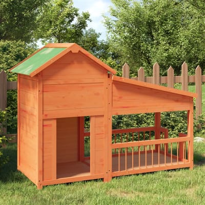 vidaXL - Hondenhok - 143x60,5x109 - cm - massief - grenenhout - bruin
