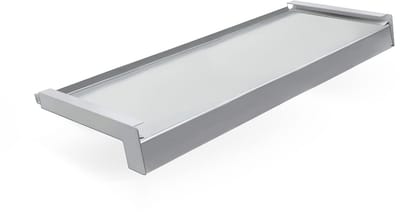DQ-PP Vensterbank Staal + Poedercoating - 130 cm - Zilver RAL 9006 - Diepte 35 cm - Weersbestendig - Incl. aluminium eindkappen - Vensterbank - Buitenvensterbank - Vensterbank - Buiten