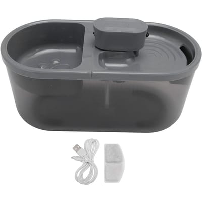 Fontaine à eau pour chat et gamelle 4,5L Grande capacité Filtre intégré Fontaine à boisson automatique pour animaux de compagnie grise
