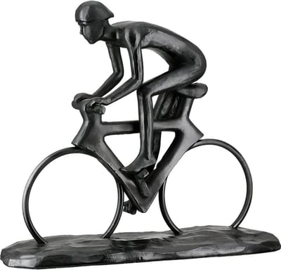 Gilde Handwerk - Beeld - Sculptuur - Wielrenner - Racer - polyresin - 8x28x24 cm - kleur zwart