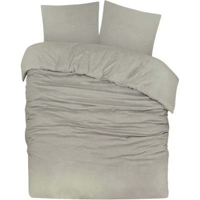 DoubleDry Dekbedovertrek Flanel 100% Zacht Katoen - Eenpersoons 140x200/220 cm + 1 Kussensloop - Ademend & Huidvriendelijk - Greige