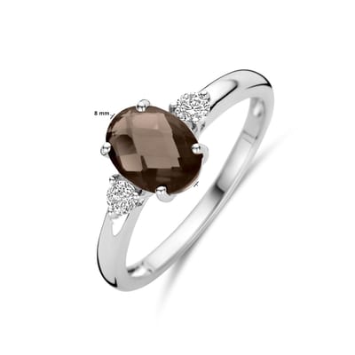 Gerhodineerd Zilver Ring Rookkwarts En Met Zirkonia 1340326