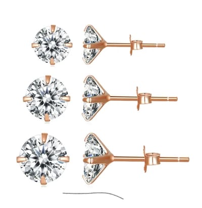 Oorbellen set 3 Paar | Sieraden Rose | 925 Sterling Zilver | Vrouwen | Romystones