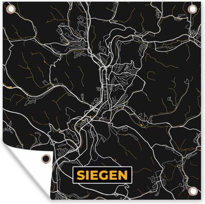 Tuin poster Siegen - Stadskaart - Plattegrond - Kaart - Goud - Duitsland - 200x200 cm - Tuindoek