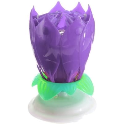 U Bougie Anniversaire Fleur Musical Lotus Rotatif Soireé Gâteau Mariage Pourpre My00212