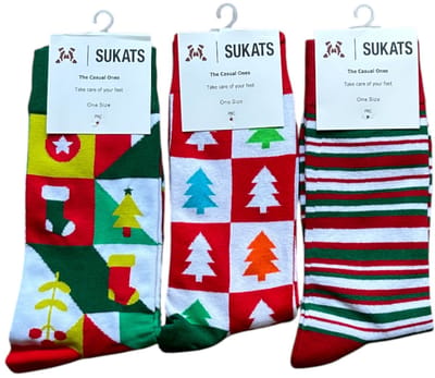 Sukats® The Casual Ones - 3 Paar - Maat 38-44 - Kerstsokken - One-Size - Dames en Herensokken - Set G - Happy Colorful Socks - Grappige Sokken - Vrolijke Sokken - Cadeausokken