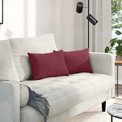 vidaXL - Zitkussens - 2 - st - Stof - Wijnrood - 50 - x - 30 - cm
