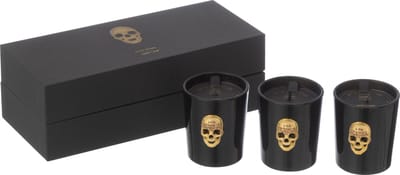 J-Line geurkaars Doodskop Nuit Noire - Mysterious Palace - glas - zwart - 16U - doos van 3