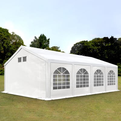TOOLPORT partytent 4x8 m in wit Professioneel PE-zeil 550 N Waterdichte UV-bescherming met GRONDFAME Tuin