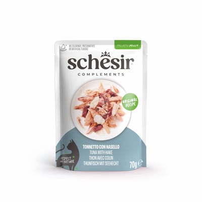 6x70g Tonijn met heek Schesir Complementen in gelei natvoer voor katten
