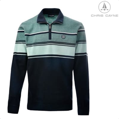 Sweater 3255 groen streep polo Chris Cayne - maat M