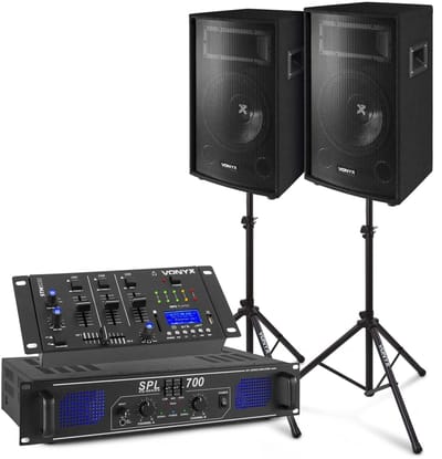Complete DJ Bluetooth geluidsinstallatie 700W met standaards