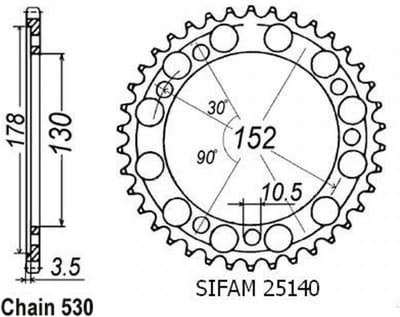 Couronne transmission Sifam pour moto Cagiva 900 Elefant Ac 1993 à 1997 46 dts P530
