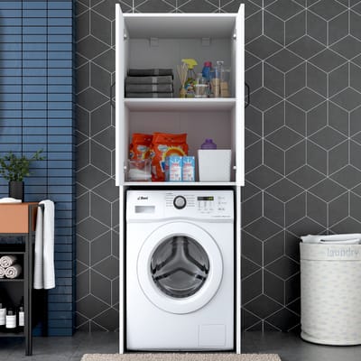 KD110 Wasmachinekast | 100% MELAMINE | Wit - Emob - Wasmachine Ombouw - Wit - Melamine; Spaanplaat