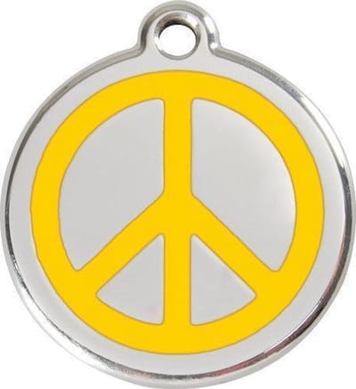 Red Dingo Hondenpenning 38 mm peace geel