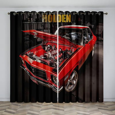 Ebony Sportwagen Film Geprint Patroon Hedendaags Jongens Gordijnen Ruitjes Gordijnen voor Woonkamer Ruimte Slaapkamer Keuken 2 Panelen Decoratie 140W160H(CM)55x63in&Grommet Top