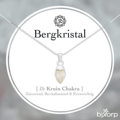 Bixorp Ruwe Bergkristal Ketting - S925 Zilver + Edelsteen Hanger - Onbewerkte Steen - Spirituele Chakra Ketting met Cadeau Kaartje - 45cm + 5cm verstelbaar