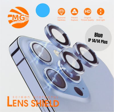 Geschikt Voor iPhone 14 / 14 Plus Camera Lens Protector - Blauw - Eenvoudige Installatie - Camera Protector iPhone 14 / 14 Plus - Roestvrij Staal - Gehard Glas - Screenprotector