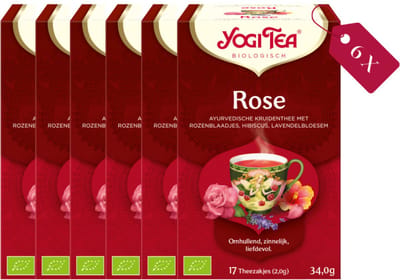 Yogi Tea Rose - Biologische Kruidenthee met Rozenbloesem, Hibiscus en Kamille voor Een Bloemige en Rustgevende Smaak - Tray van 6 Stuks