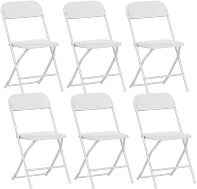 Pugsdrly - Klapstoelen - Set van 6 opvouwbare stoelen - Met afvoergaatjes - Stalen frame - Wit
