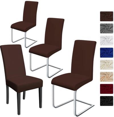 Stoelhoes Universele Modern Eetstoelhoezen Wasbaar Eetkamerstoelhoezen Stoelbekleding voor Eetkamer Banket Hotel Feestdecoratie (4 Stuks, Bruin)-J
