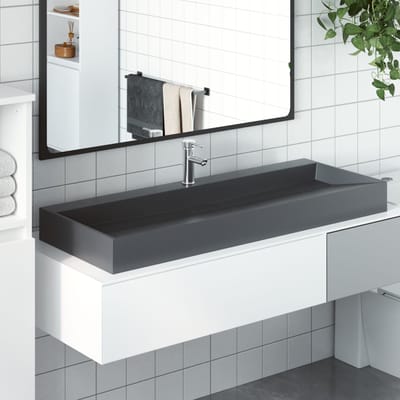 vidaXL - Wastafel - 120x46x11 - cm - mineraal - gegoten/marmer - gegoten - antraciet