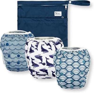 Verstelbare Herbruikbare Zwemluiers Unisex Set (3 Stuks) met Handige Natte Opbergtas