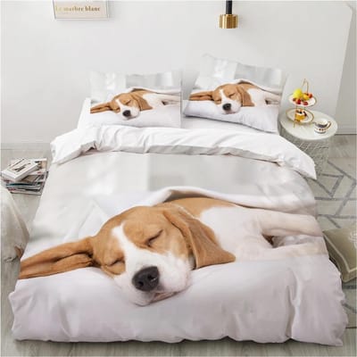 Honden Dekbedovertrek Set Dubbel Queen King Size Beddengoed Set Zwart en Wit Rand Herder Zacht Comfortabel 23 stuks Eenpersoons Dekbedovertrek 70x133cm 2pcs