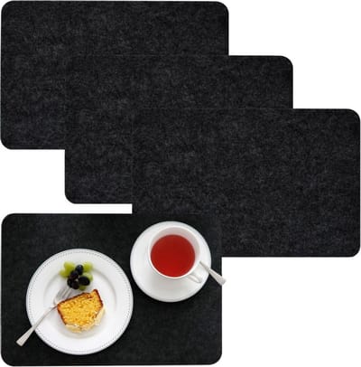 4 Extra Dikke Vilten Placemats 43x30 Elegante Tafelsets Tafelmats Tafelbeschermers Wasbaar Grijs