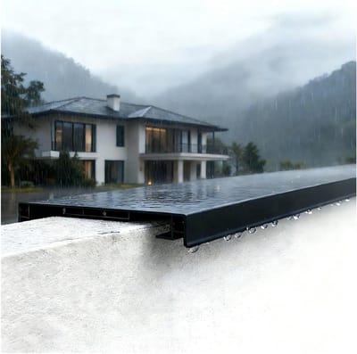Waterdichte Afdekplaat - Muurafdekking Aluminium - Buitenmuur Beschermen - Met Lichtstrip Goot - Op Maat Te Snijden - Zwart