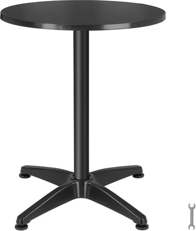 tectake® 2-in-1 Aluminium Statafel en Eettafel - Ø60 cm Tafelblad - Bistrotafel - Klaptafel - Terrastafel - In Hoogte Verstelbaar van 75 tot 115 cm - Zwart - Opklapbaar - Partytafel - Geschikt voor Binnen en Buiten