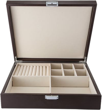 Emilie collection - sieradendoos - luxe juwelendoos - bruin - beautycase - maat large