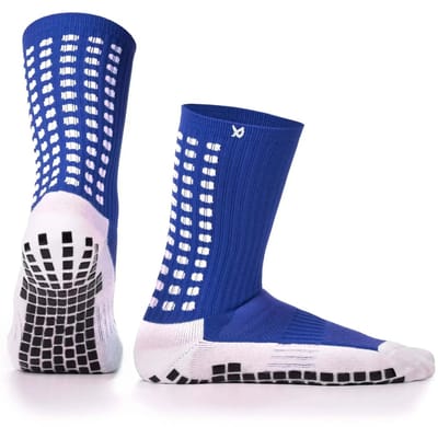 LUX Voetbalsokken met grip, kuitlengte, blauw, volwassen maat, antislip voetbalsokken voor maximale stabiliteit en duurzaamheid