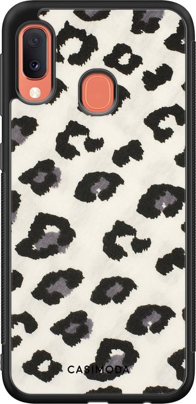 Casimoda® hoesje - Geschikt voor Samsung Galaxy A20e - Sweet Leo - Zwart TPU Backcover - Luipaardprint - Bruin/beige