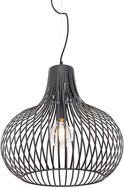 QAZQA saffira - Moderne Hanglamp - 1 lichts - Ø 480 mm - Zwart - Woonkamer | Slaapkamer | Keuken