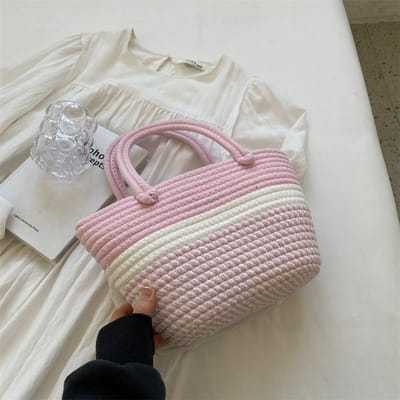 Handgemaakte Gebreide Groentemand Tas voor Vrouwen Nieuwe Trendy Mode Crossbody Tas voor Vrouwen Ins Één Schouder Emmer Tas voor Vrouwen gray