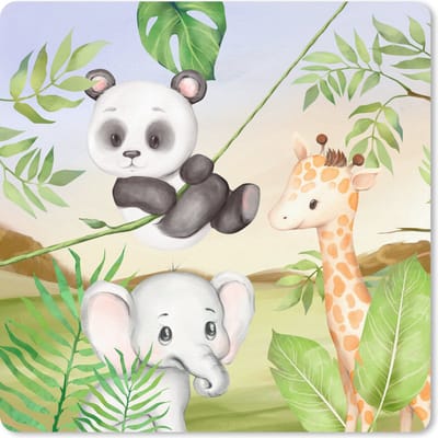 Muismat 20x20 cm - Mousepad Jungle - Bladeren - Dieren - Groen - Muismatten