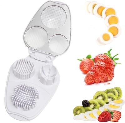 3-in-1 eiersnijder | eiersnijder voor hardgekookte eieren | stevige RVS eiersnijder | vaatwasbestendig | keukengadget | geschikt voor aardbei, appel, banaan, kers, tomaat, witte eieren, salades, fruit en groenten|Cyslmuk®