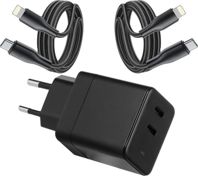 Dual Power Adapter USB C - Geschikt voor iPhone - Oplader Kabel met 2 Meter Lange USB C Kabels - Snellader