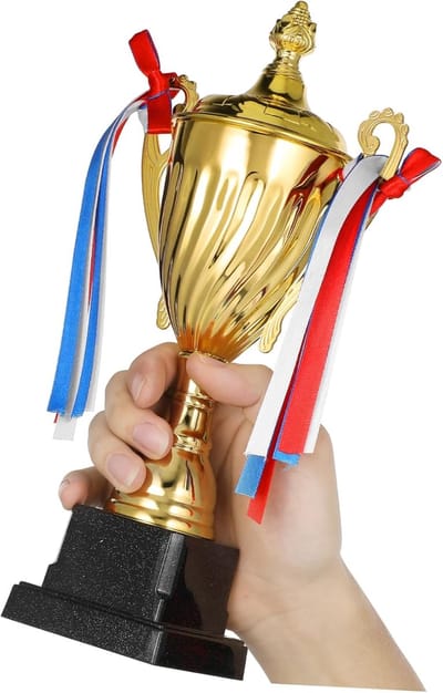 Grote Trofee Beker - Winnende Prijs - Feestelijke Uitnodiging - Robuuste Metalen Constructie - 29x13x13 CM - Goud