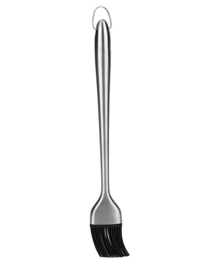 Dailygoods- Rijgborstel Hittebestendig - Barbecueborstel - Siliconen Borstelkop - Roestvrij Stalen Handvat - Duurzaam - Flexibel en Makkelijk Schoon te Maken