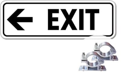 Bord Exit pijl links - Weerbestendig Aluminium - 40x15 cm - Bevestiging: Met paalbeugels Ø48mm