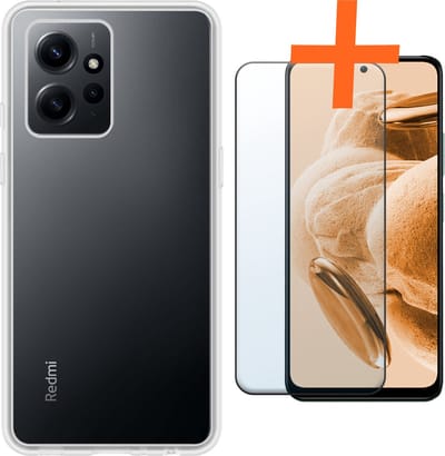 Hoes - Met Screenprotector - Geschikt voor Xiaomi Redmi Note 12 4G - Sterk & Shockproof - Back Cover - Siliconen Case - Telefoon Hoes - Transparant