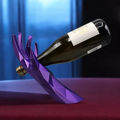 Layerzz - wijnfleshouder - geometrische arm - standaard - 3D print - meerkleurig - decoratie - hemelsblauw paars