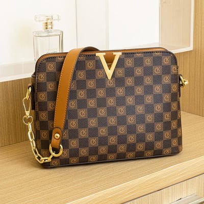 Dames Diagonale Schelptas Klassieke Vintage Print Tas Licht Luxe Grote Capaciteit Enkele Schouder Ketting Handtas black