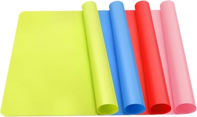Thijox - 4 Stuks Grote Siliconen Knutselmat 30x40cm - Multifunctionele Antislip Hittebestendige Tafel Bakmat - Waterdichte Werkblad Sieraden Gietmat v